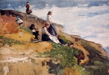  marin Tableau - Sur la falaise réalisme marine peintre Winslow Homer